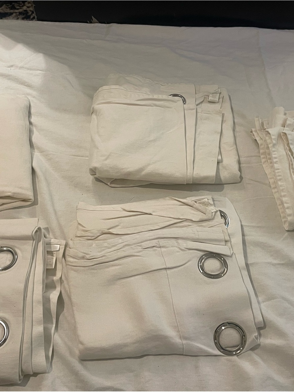 6 West Elm White Linen Blend Grommet Panels 48 x 108 - 6 Panels - Picture 9 of 14
